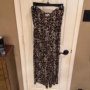 shosho Leopard Print cropped romper in Brown and Black
